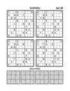 Four sudoku games with answers of medium level. Set 30. Royalty Free Stock Photo